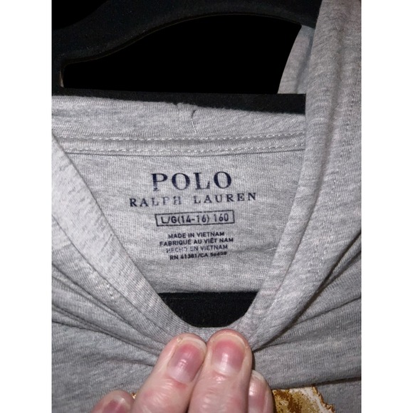 Polo Ralph Lauren Kids Grey Bear Graphic Long Sleeve Hoodie L(14-16) - Picture 6 of 7